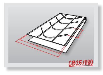 Pás chevron CB25/1180, schéma rozměrů